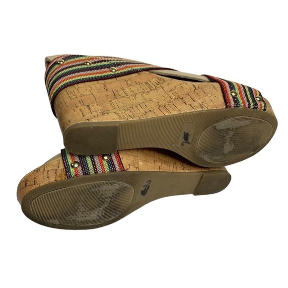Madden Girl Cork Wedge Rainbow Espadrille Platform Stretch Fabric Sandal Sz. 8.5 - Picture 9 of 10